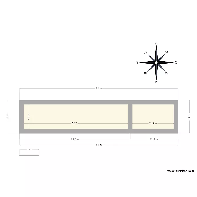 Face Nord. Plan de 2 et 10 m² Face Nord. Plan de 2 et 10 m²