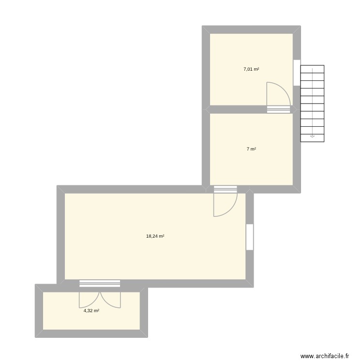 kaka. Plan de 4 pièces et 37 m2
