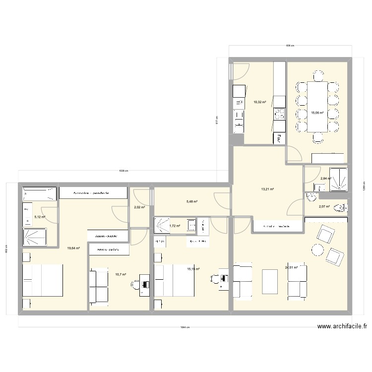 CVP PP - R. des Fleurs 5. Plan de 15 pièces et 128 m2