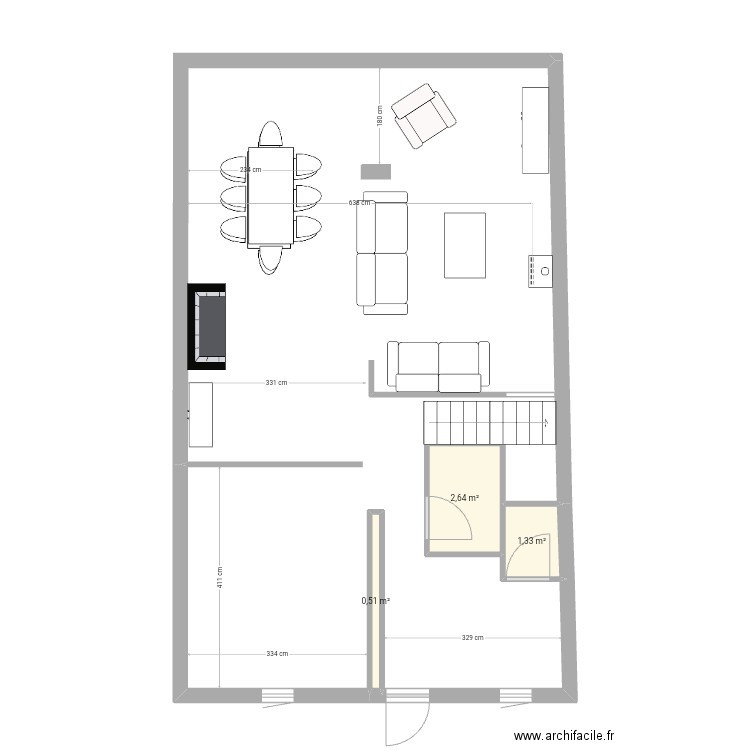 RDC Clement PLANES V1. Plan de 3 pièces et 4 m2