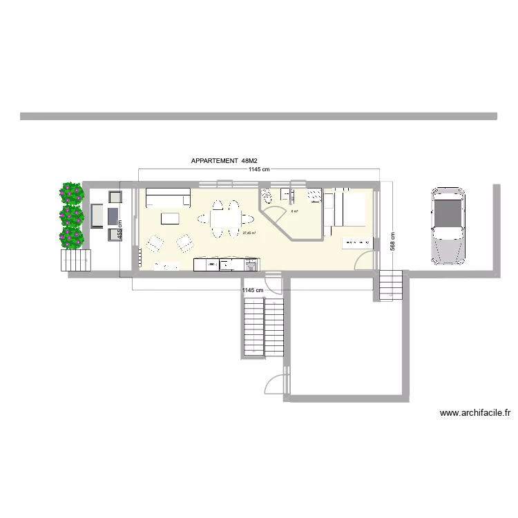 APPARTEMENT 48M2 LIGNY. Plan de 2 et 43 m² APPARTEMENT 48M2 LIGNY. Plan de 2 et 43 m²