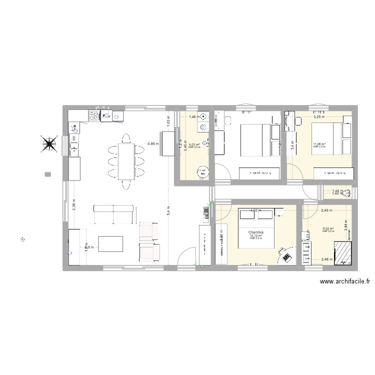 FREHEL. Plan de 4 pièces et 37 m2