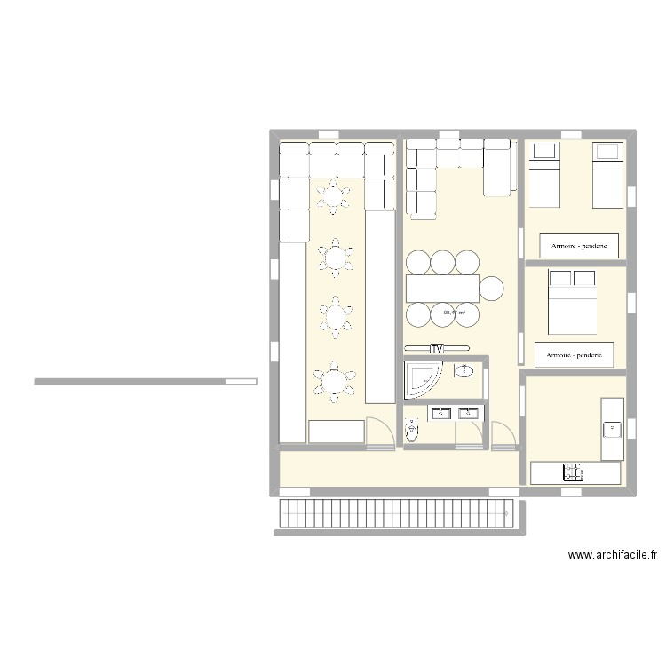 maison. Plan de 1 pièce et 98 m2
