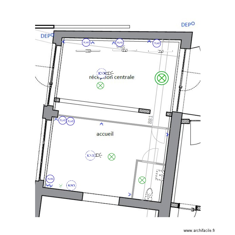 hall. Plan de 0 pièce et 0 m2