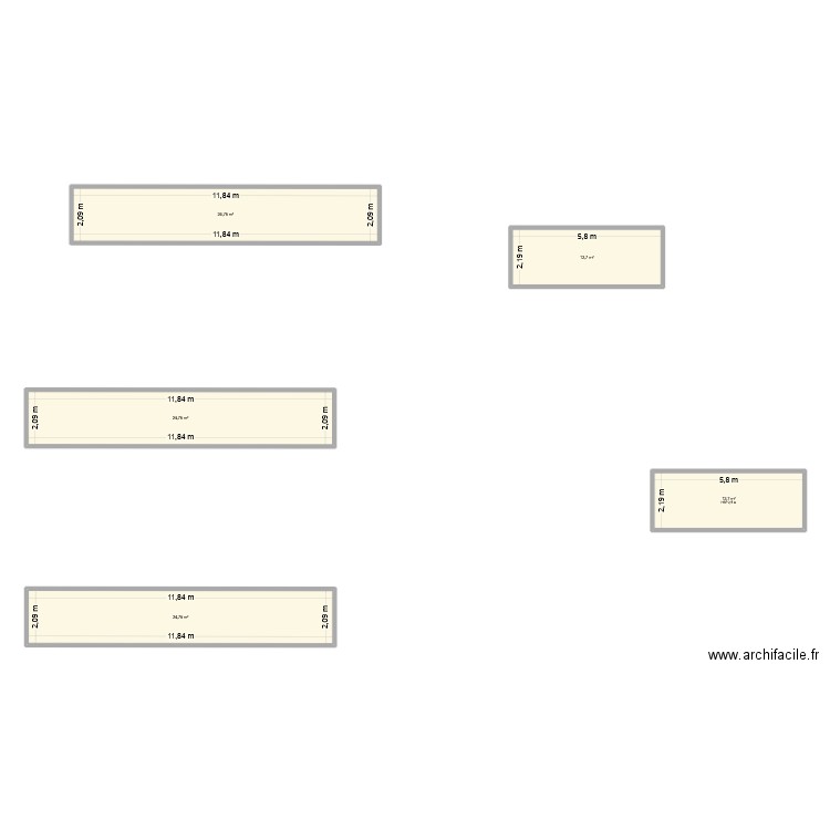 facities. Plan de 5 pièces et 100 m2
