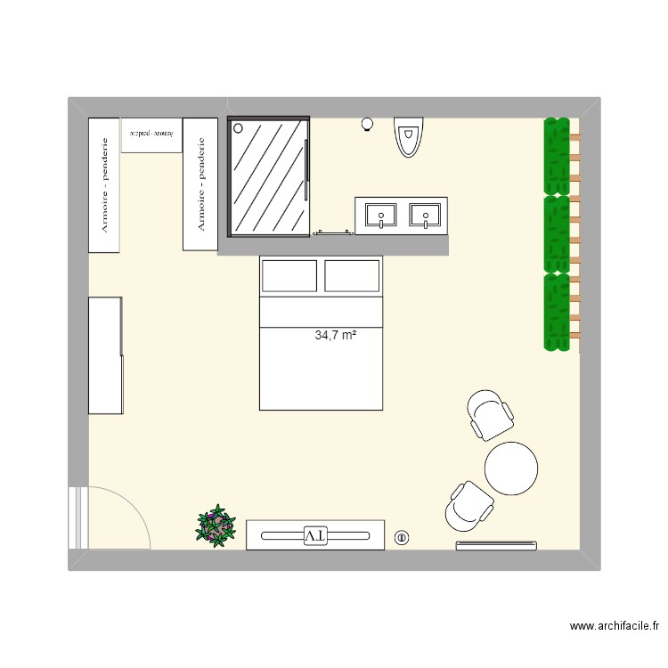 chambre projet . Plan de 0 pièce et 0 m2
