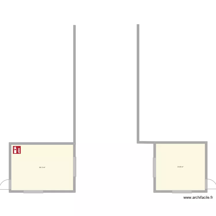 entr&eacute;e. Plan de 2  et 53 m²