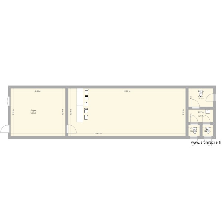 cafet. Plan de 5 pièces et 106 m2