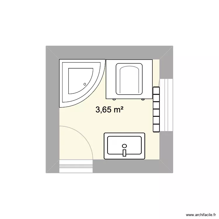 salle de bain. Plan de 1 Pièce et 4 m² salle de bain. Plan de 1 Pièce et 4 m²