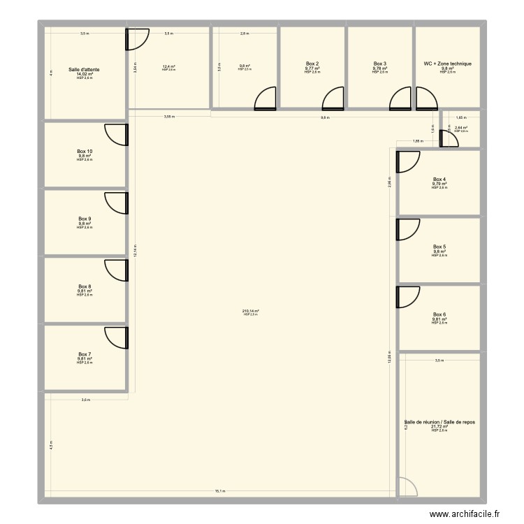 Pôle Santé. Plan de 16 pièces et 369 m2