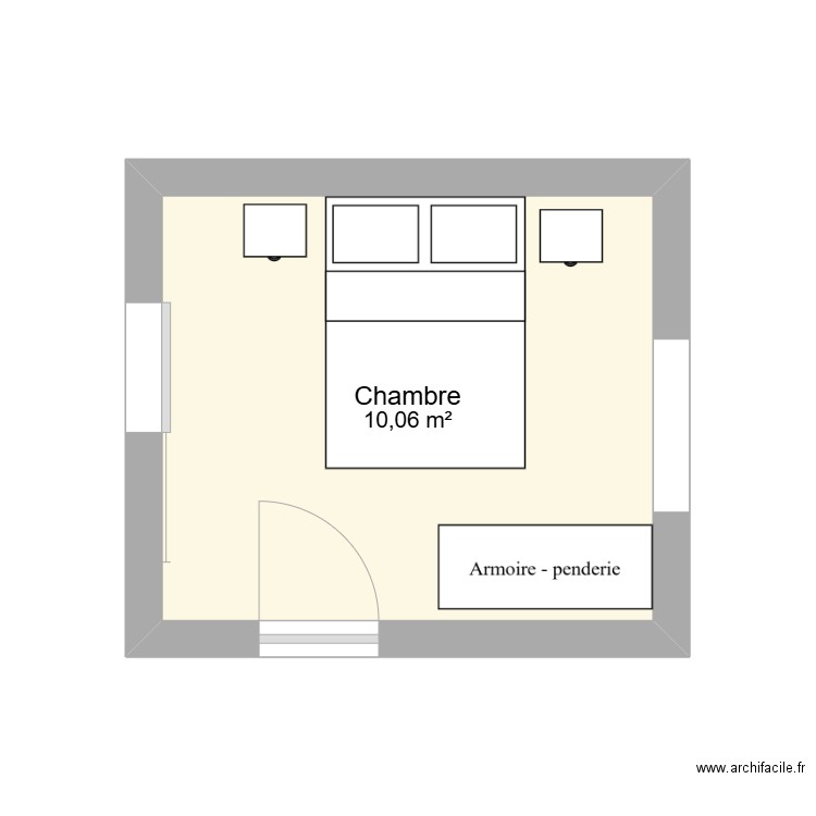 CHAMBRE. Plan de 1 pièce et 10 m2