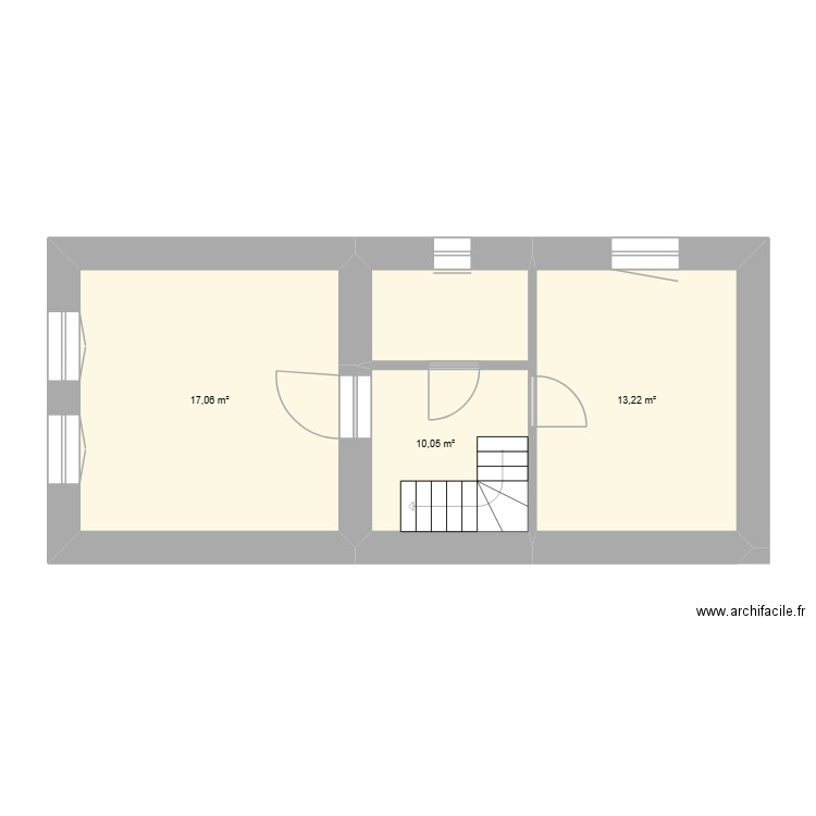 1ier étage maison Diane capelle. Plan de 3 pièces et 40 m2