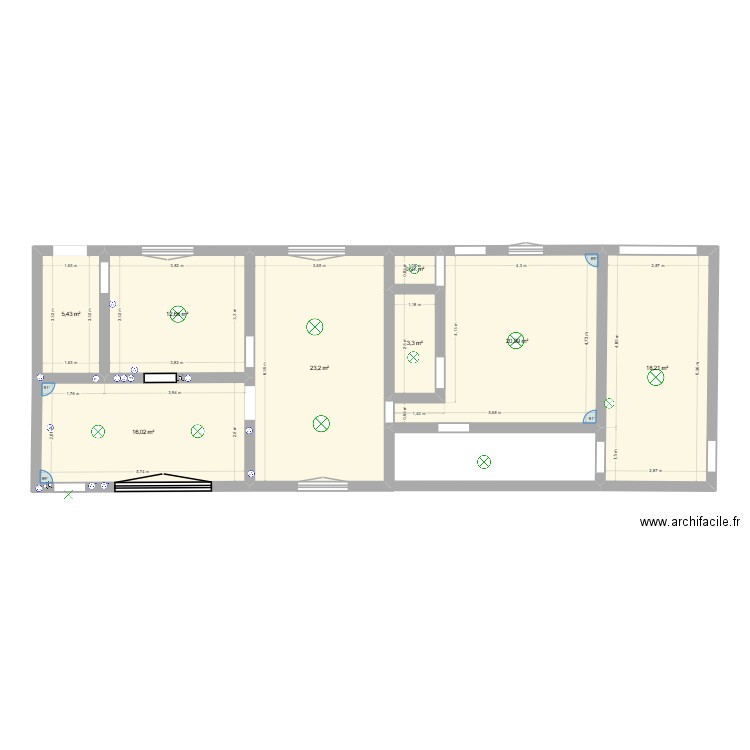 cuisine. Plan de 8 pièces et 101 m2