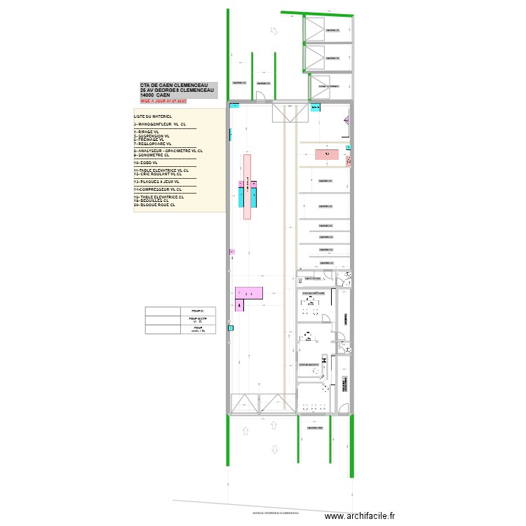 Plan de CTA DE CAEN CLEMENCEAU Zone CL- Le3 au 01.07.2025. Plan de 4 pièces et 355 m2