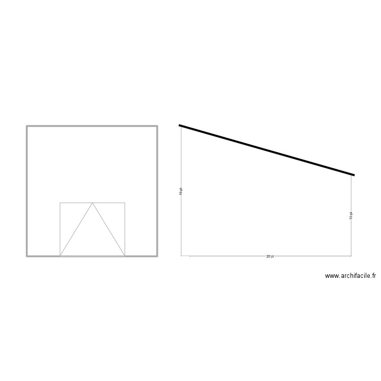 garage. Plan de 1 pièce et 24 m2