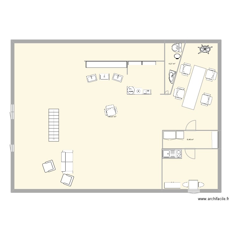 salon anthocyane. Plan de 3 pièces et 192 m2