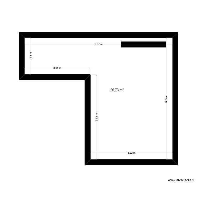 chaussea. Plan de 1 pièce et 27 m2