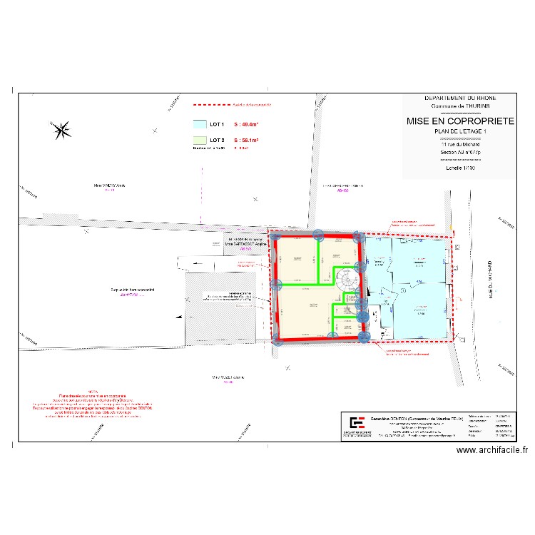 plan Thurins escalier colimasson. Plan de 9 pièces et 56 m2