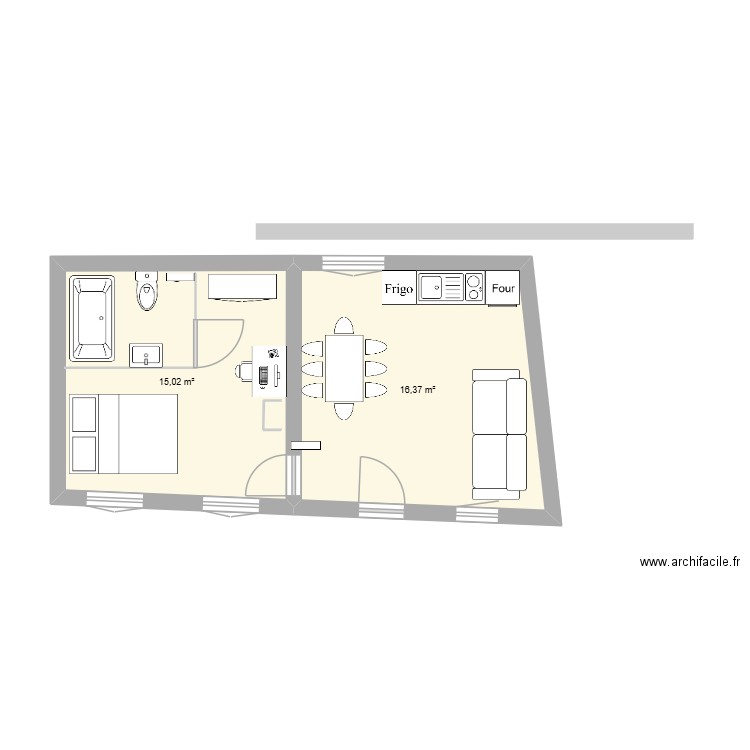 armor rdc appart 3 apres. Plan de 2 pièces et 31 m2