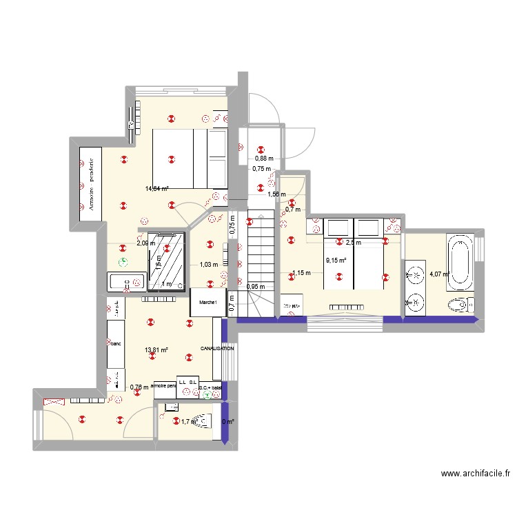 Bartavelles5. Plan de 6 pièces et 43 m2