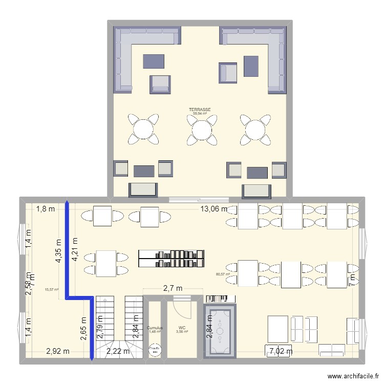 JONS étage 2. Plan de 4 pièces et 162 m2