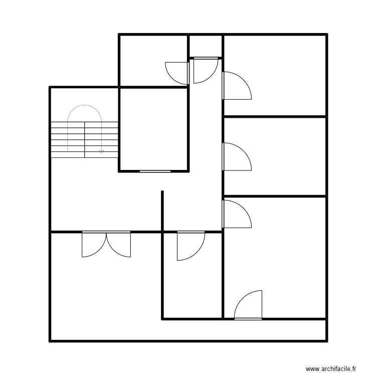 premier étage. Plan de 9 pièces et 65 m2