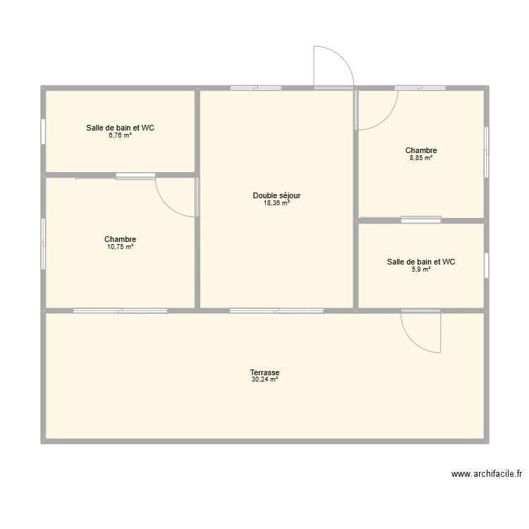 maison. Plan de 6 pièces et 81 m2