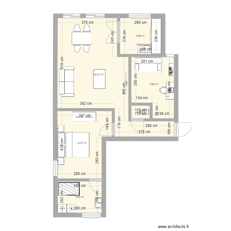 cathy 4. Plan de 6 pièces et 63 m2