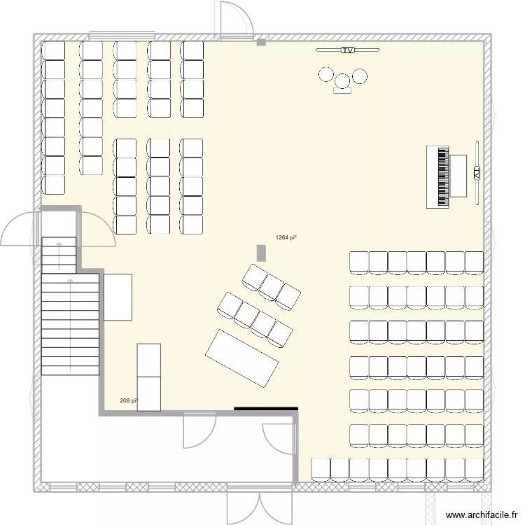 Sanctuaire. Plan de 17  et 265 m²