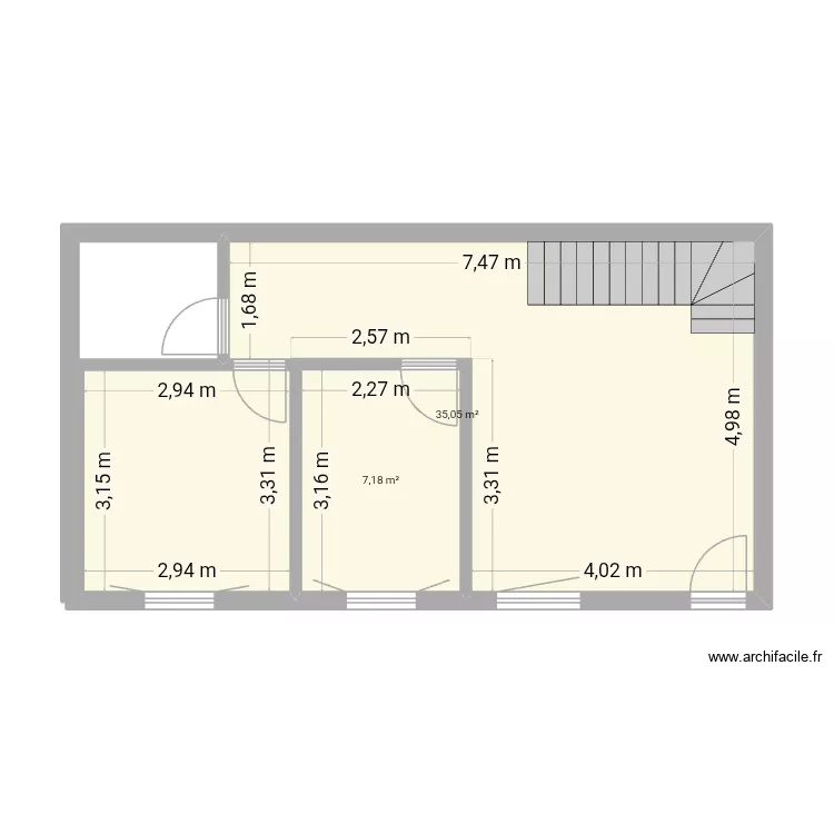 Fouzia. Plan de 2  et 42 m²
