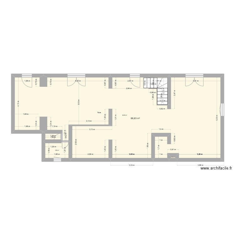 MAZAN. Plan de 5 pièces et 91 m2