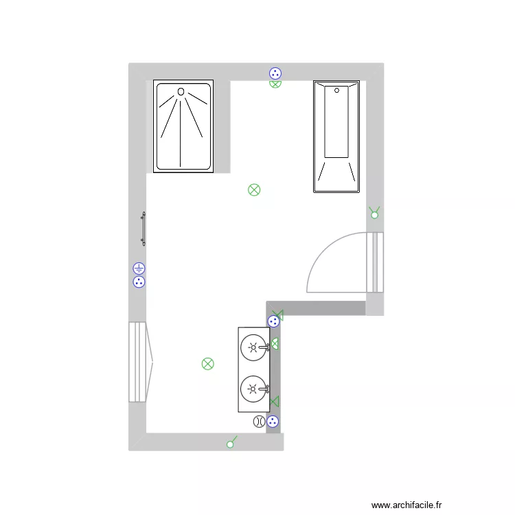 salle de bain du RDC carré. Plan de salle de bain du RDC carré. Plan de