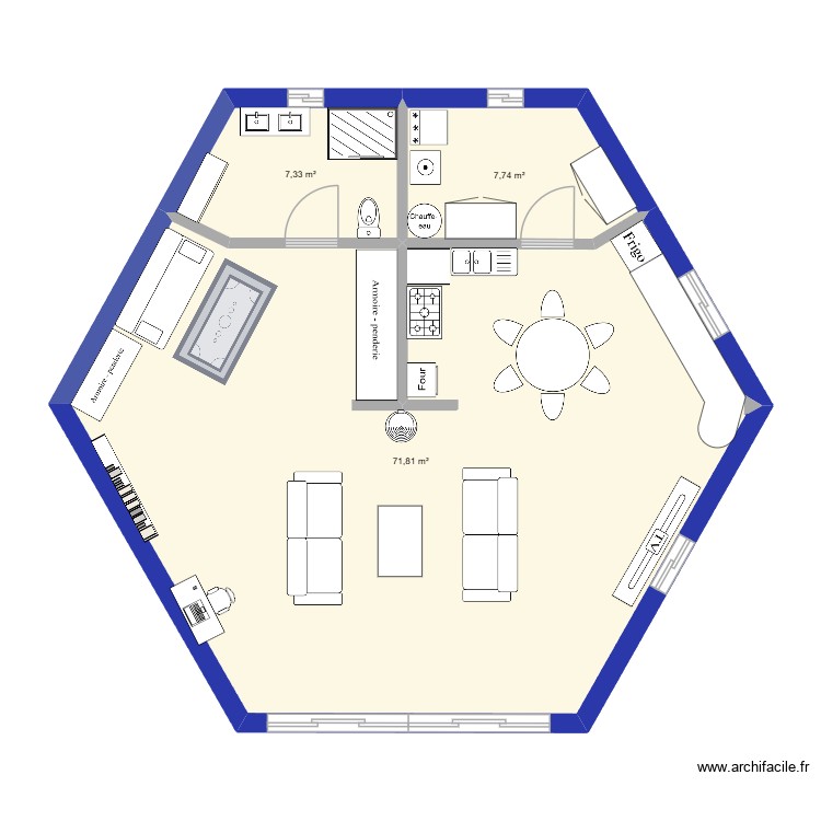 hexa 2. Plan de 3 pièces et 87 m2
