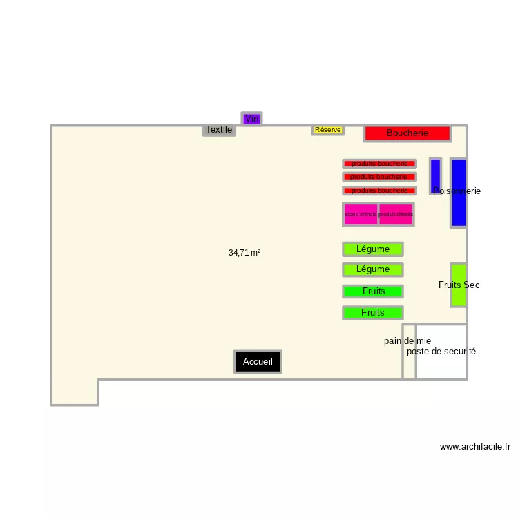 plan magasin. Plan de 20  et 43 m²