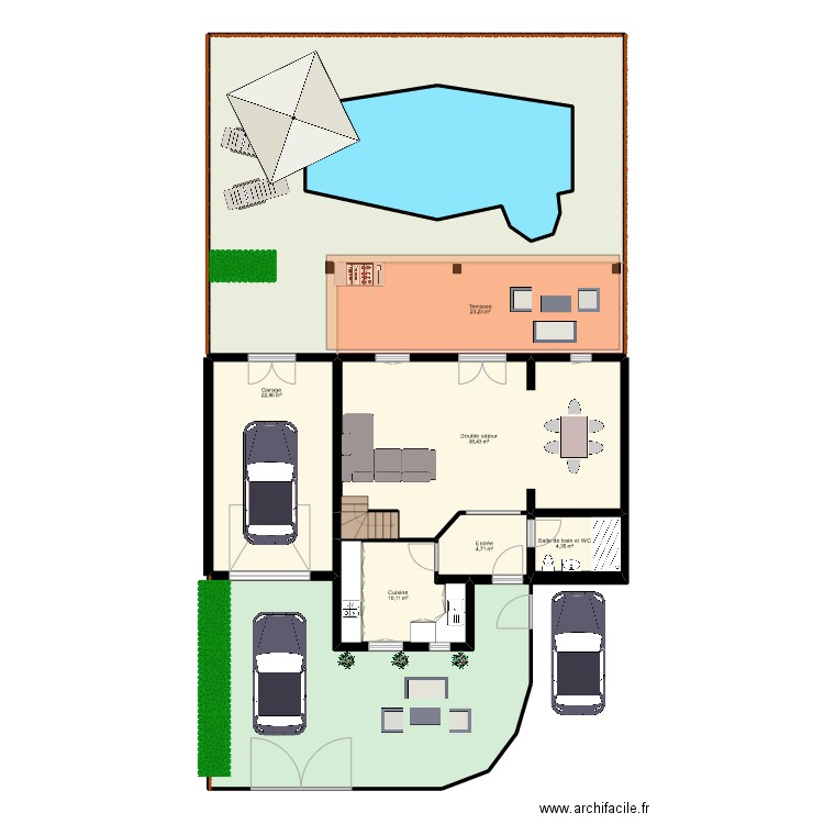 cerutti caucadis. Plan de 18 pièces et 335 m2