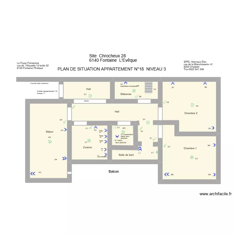 fontaine 18. Plan de 8  et 50 m²