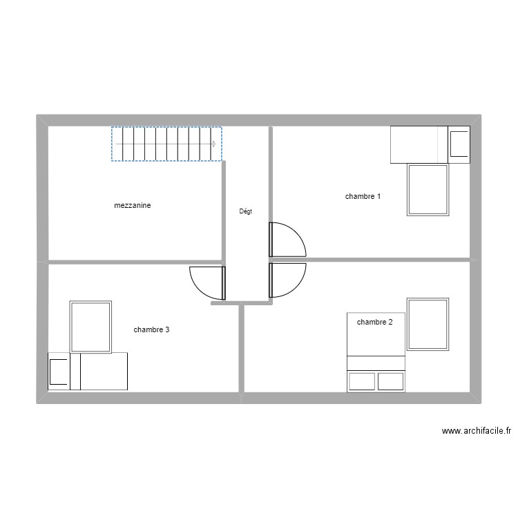 T4 1 CALAIS étage . Plan de 3 pièces et 62 m2