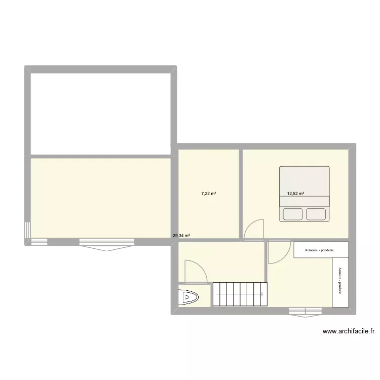 Etage 1. Plan de 3 Pièces et 49 m² Etage 1. Plan de 3 Pièces et 49 m²