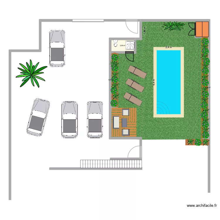 Amenagement Jardin. Plan de 3  et 3 m²