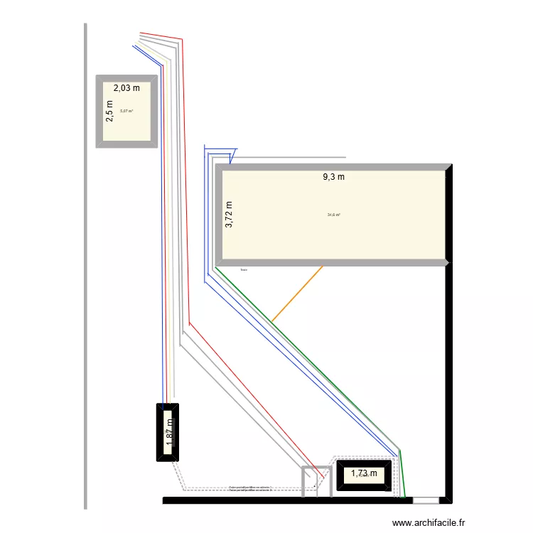 tubes et tuyaux. Plan de 4 Pièces et 42 m² tubes et tuyaux. Plan de 4 Pièces et 42 m²