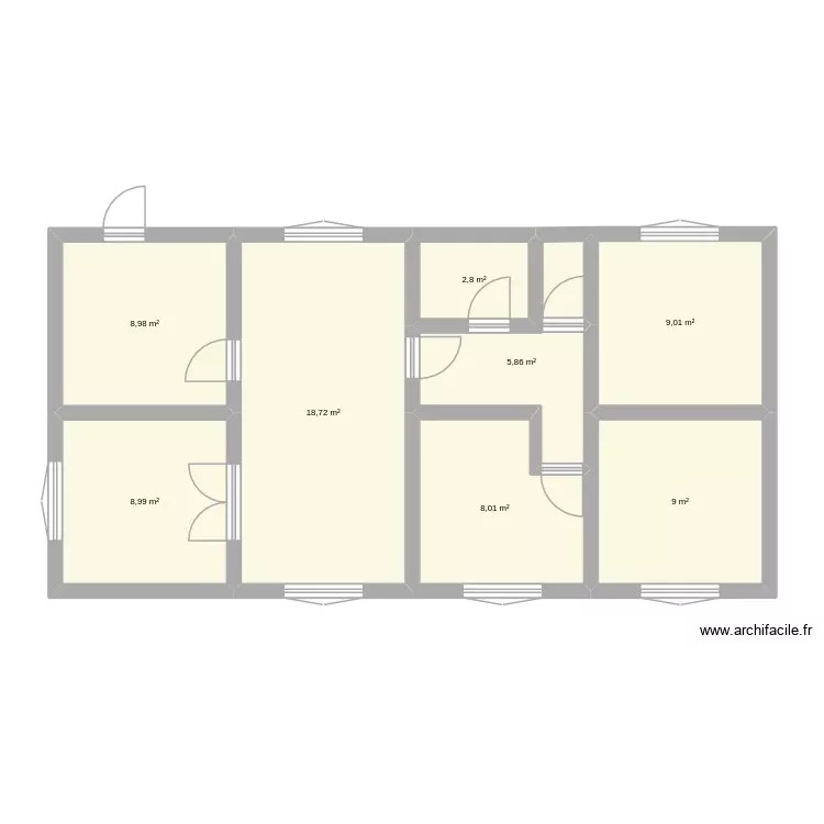 Sujet &eacute;l&egrave;ve : maison. Plan de 8 Pièces et 71 m²