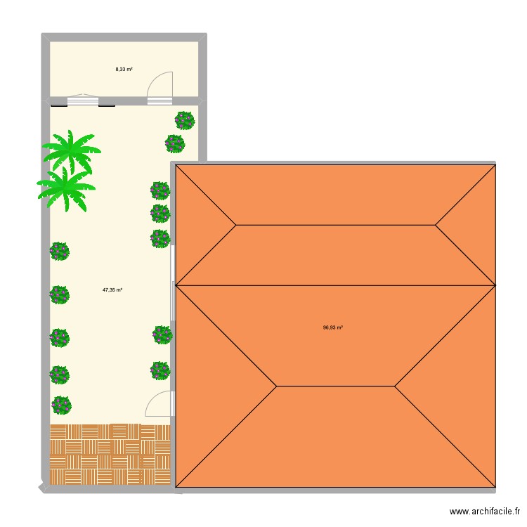 bellevue existant. Plan de 3 pièces et 153 m2