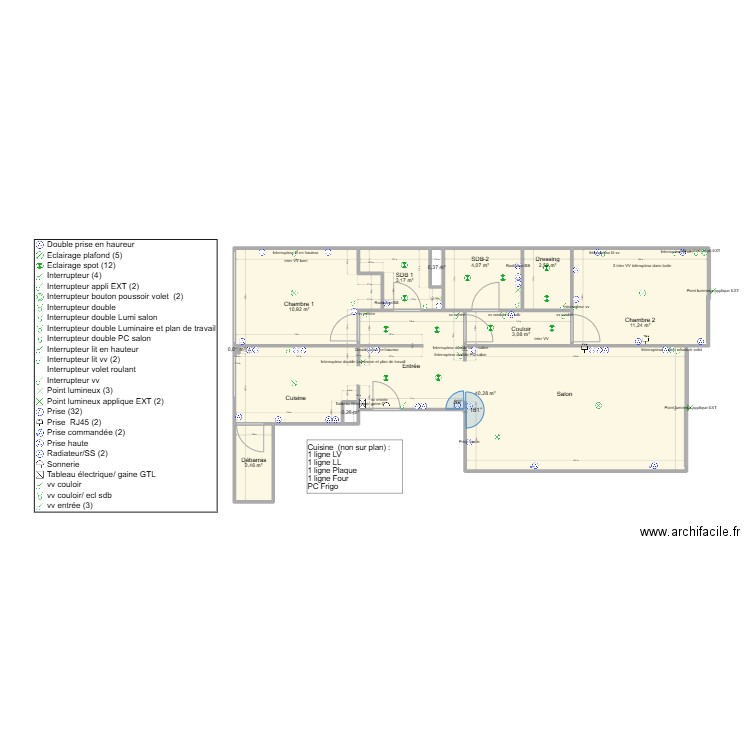 Vallauris. Plan de 11 pièces et 78 m2