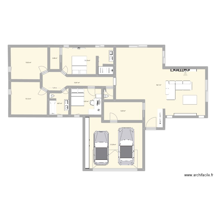 Maison. Plan de 10 pièces et 165 m2