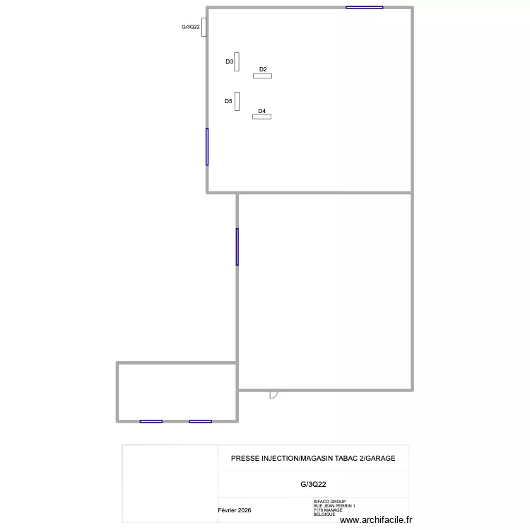 Presse injection G/3Q22. Plan de 3  et 1460 m²