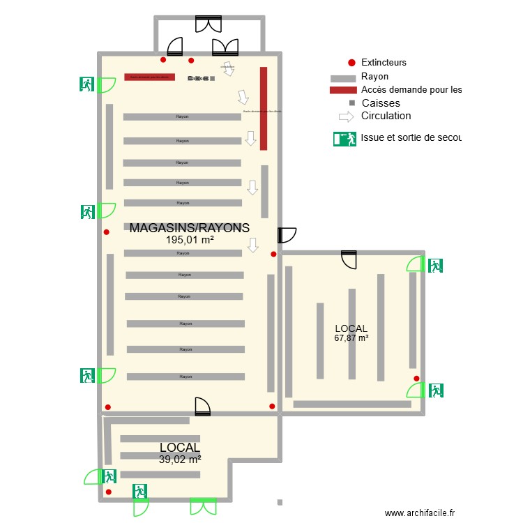 brico depot. Plan de 3 pièces et 302 m2