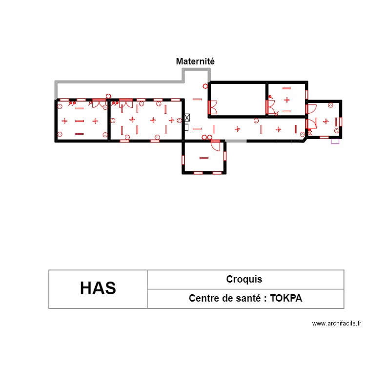 Circuit des lampes et prises CS TOKPA. Plan de 6 pièces et 21 m2