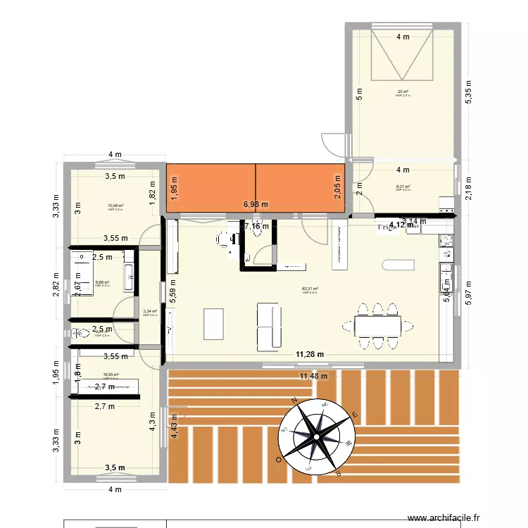 A construire. Plan de 8  et 131 m²