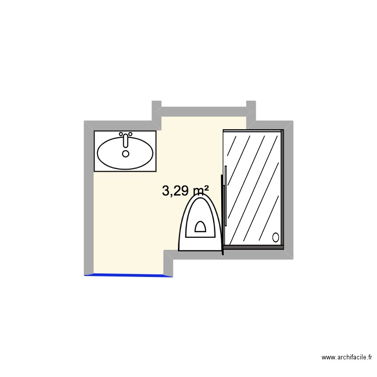 Salle de bains. Plan de 1 pièce et 3 m2