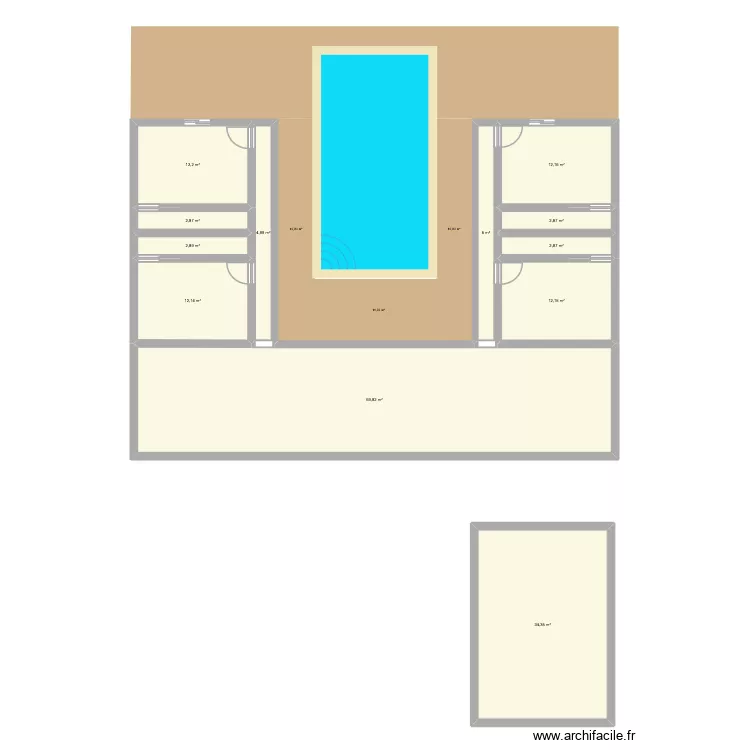 U 4 chambres. Plan de 12 et 174 m² U 4 chambres. Plan de 12 et 174 m²